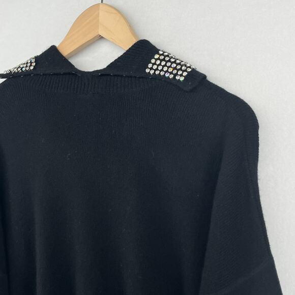 ALEXANDER WANG Sweater Womens M Wool Blend Rhinestone Jewelry Turtleneck Black - Picture 6 of 16